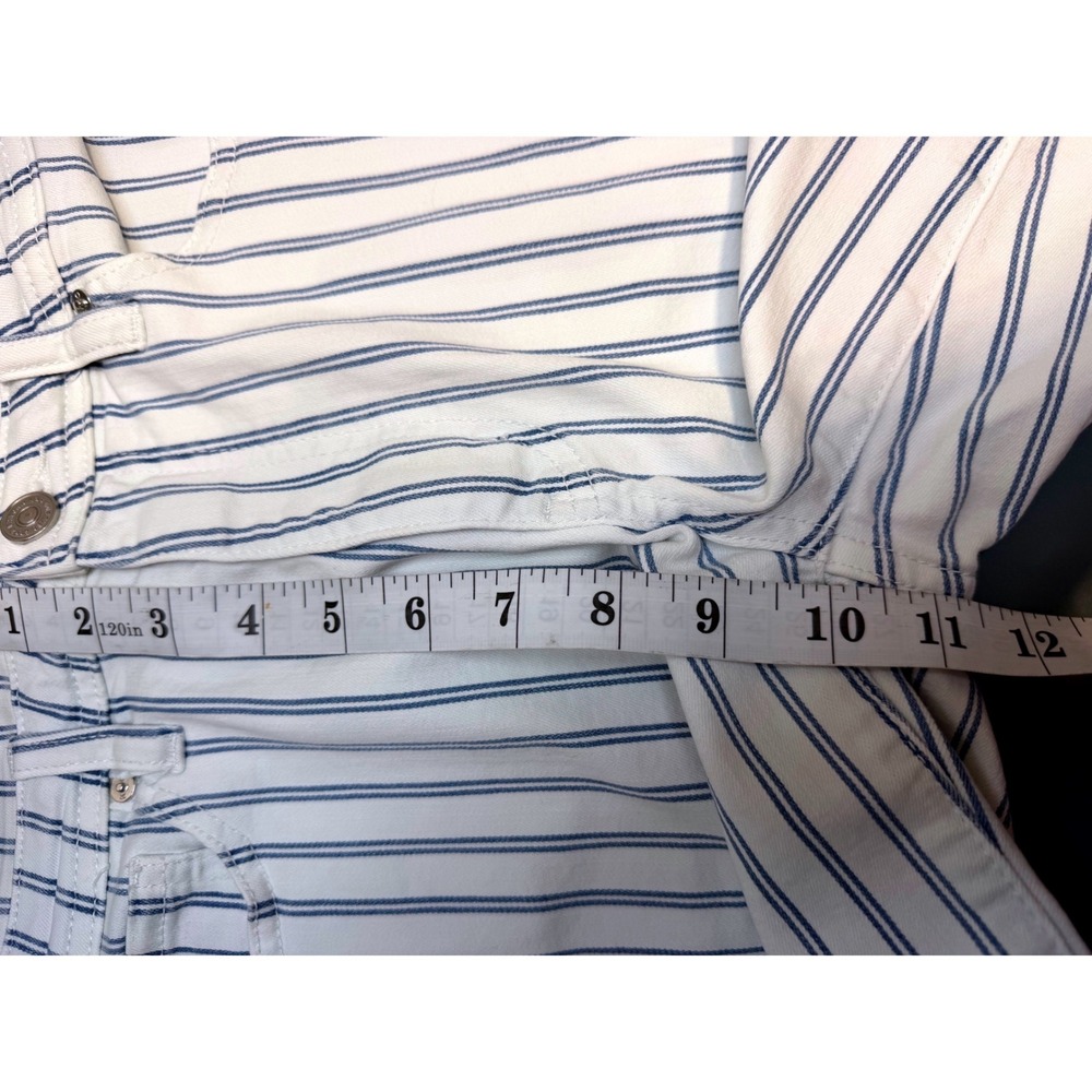 KanCan Womens High Rise Striped Bermuda Shorts White Blue Raw Hem Size Large - Picture 11 of 11